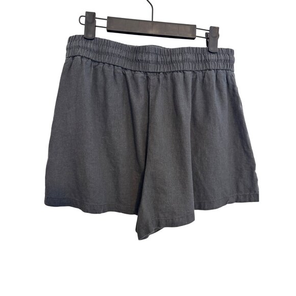 Zara Medium Dark Gray Viscose & Linen Blend Elastic Waist Shorts - Picture 7 of 9